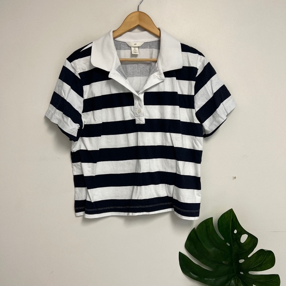 H&M Tops - H&M striped boxy polo